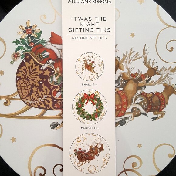 NEW Williams Sonoma Set of 3 Twas the Night Before Christmas Nesting Cookie Tins - Picture 8 of 8